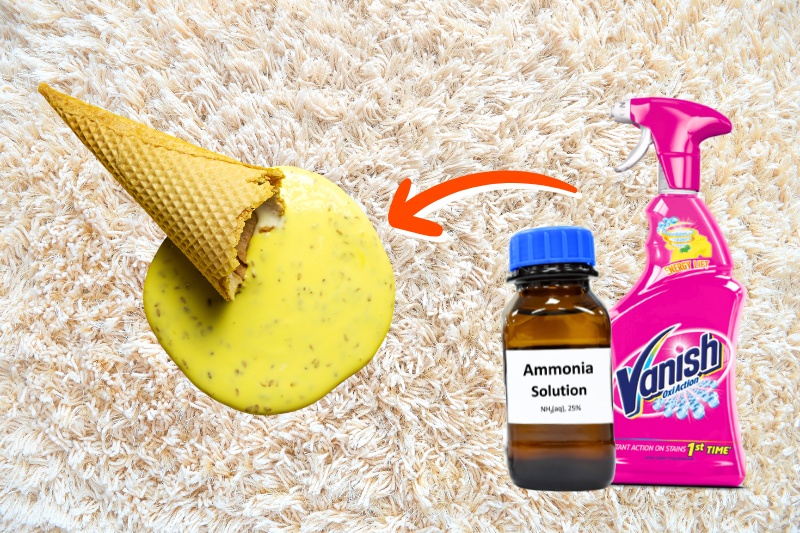 stain remover and ammonia for ice cream carpet stains