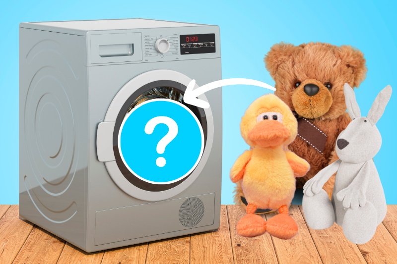 stuffed animals in the tumble dryer