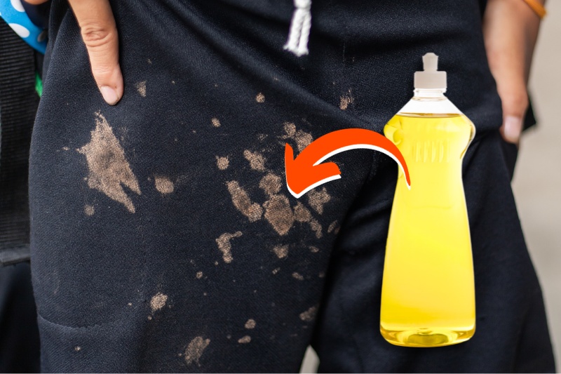 treat dirt stain with washing up liquid