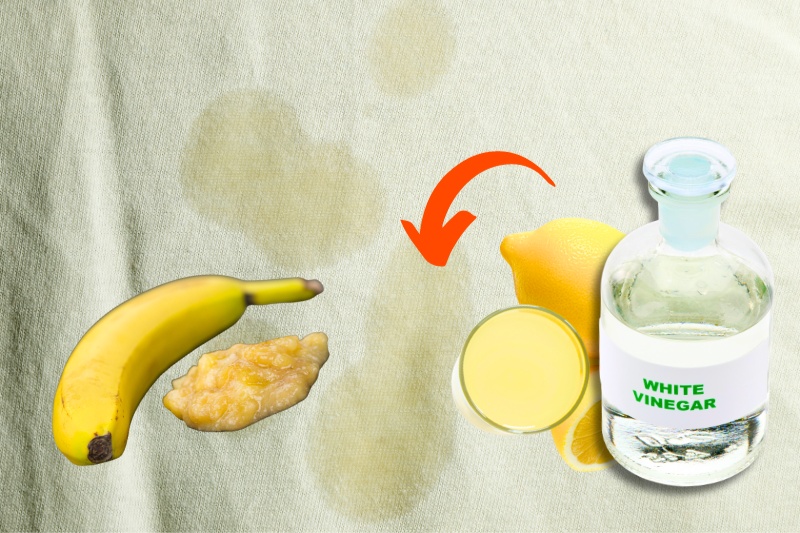 white vinegar and lemon juice for banana stain