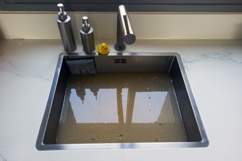 Blocked kitchen sink