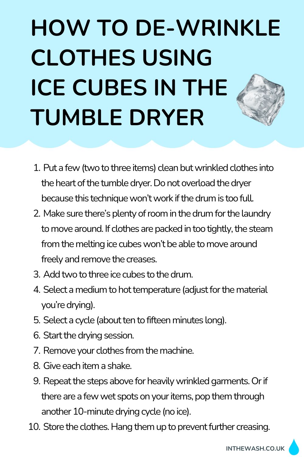 How to de-wrinkle clothes using ice cubes in the tumble dryer