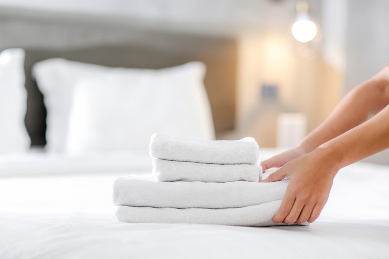 White towels on hotel bed