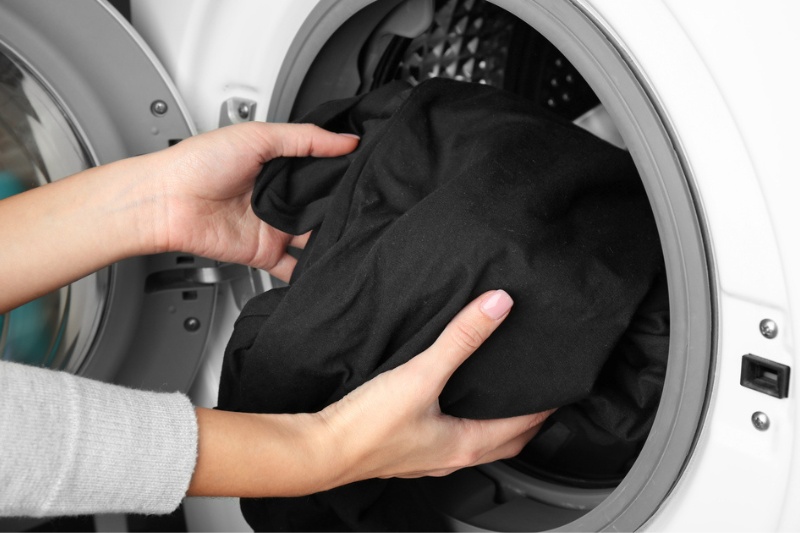 black clothes in washing machine