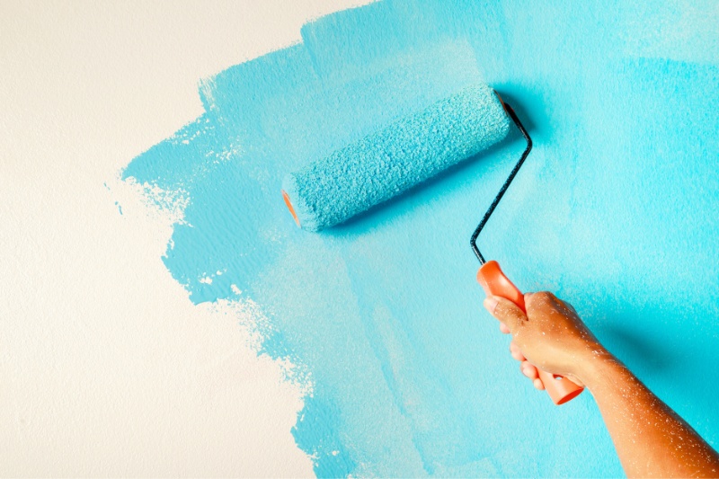 blue paint on wall