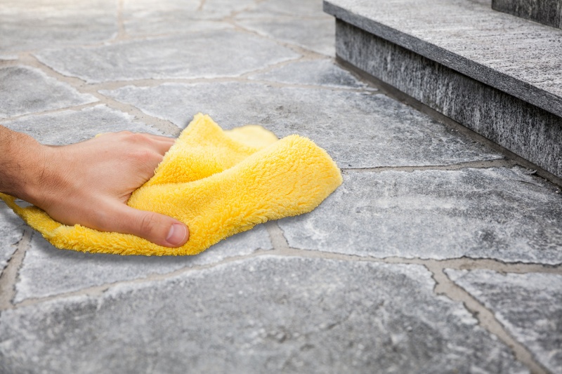 dry or buff stone floor with cloth