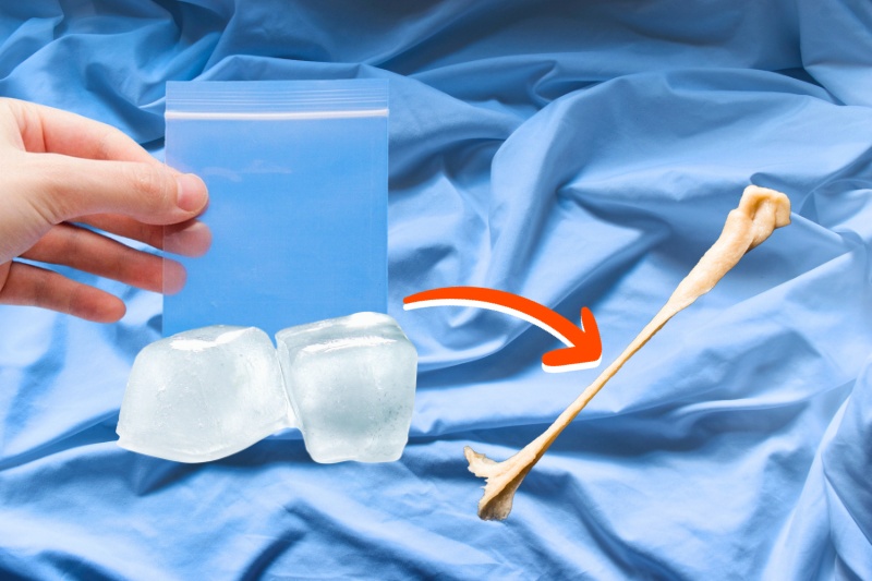 ice cubes and resealable bag for gum stain on sheets