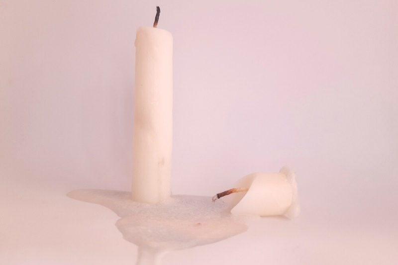 melted white candles