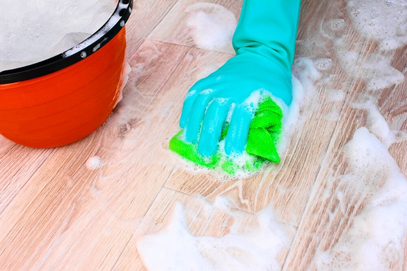 scrub floor with microfibre cloth