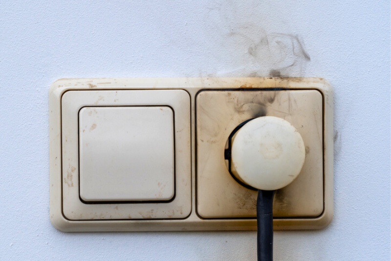 smoke from wall plug and socket