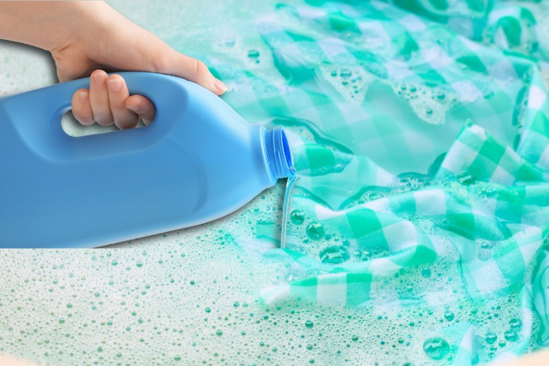 wash tablecloth with liquid laundry detergent