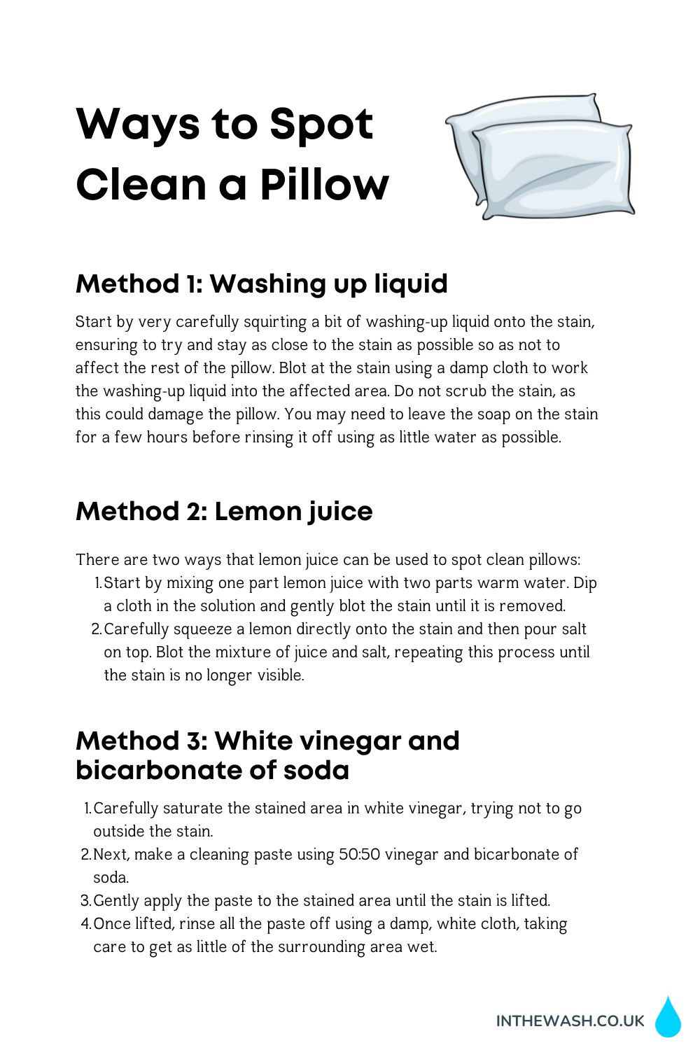 Ways to spot clean a pillow