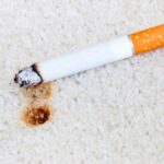 cigarette burnt carpet