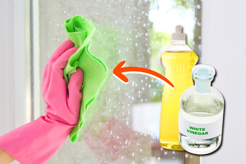 clean window with washing up liquid and white vinegar