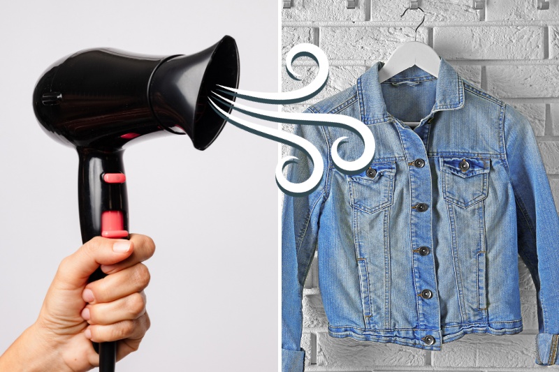 dry denim jacket with hair dryer