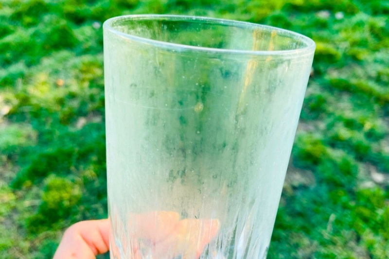 hard water stain on drinking glass