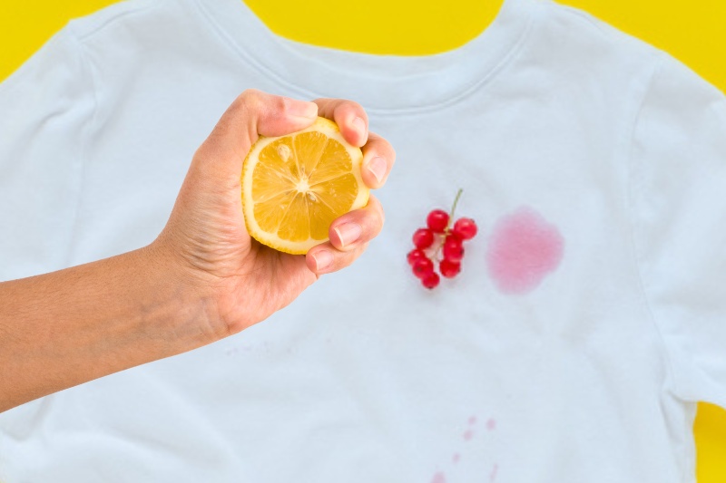 lemon juice for cherry stain on clothes