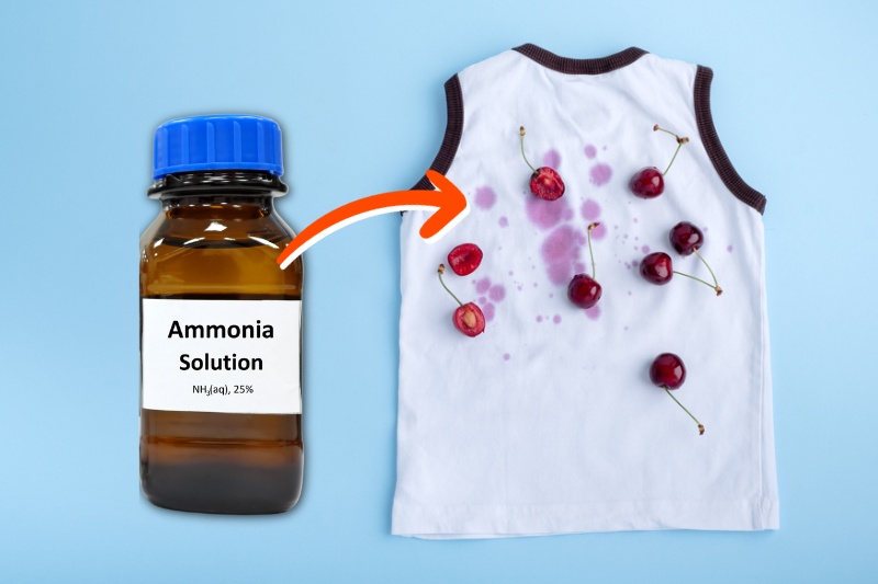 remove cherry stains on clothes with ammonia