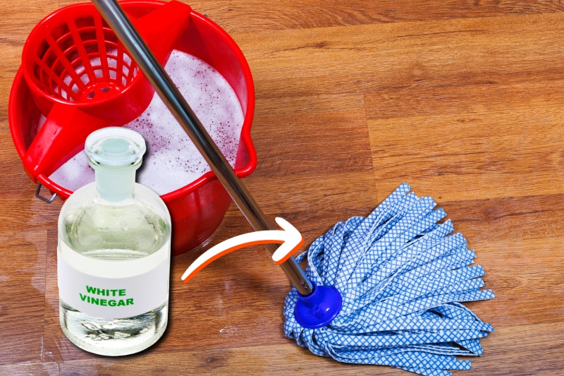 rinse floor with vinegar and water
