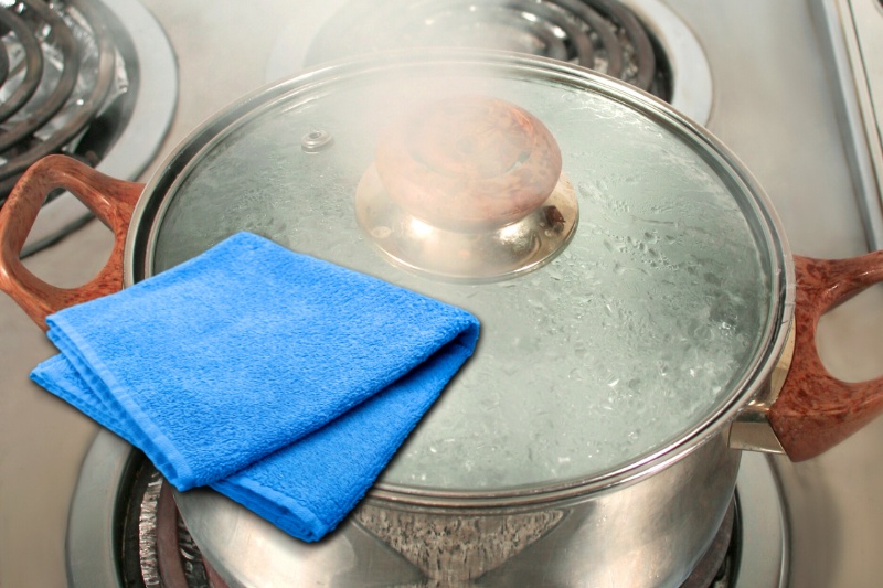 saucepan and towel