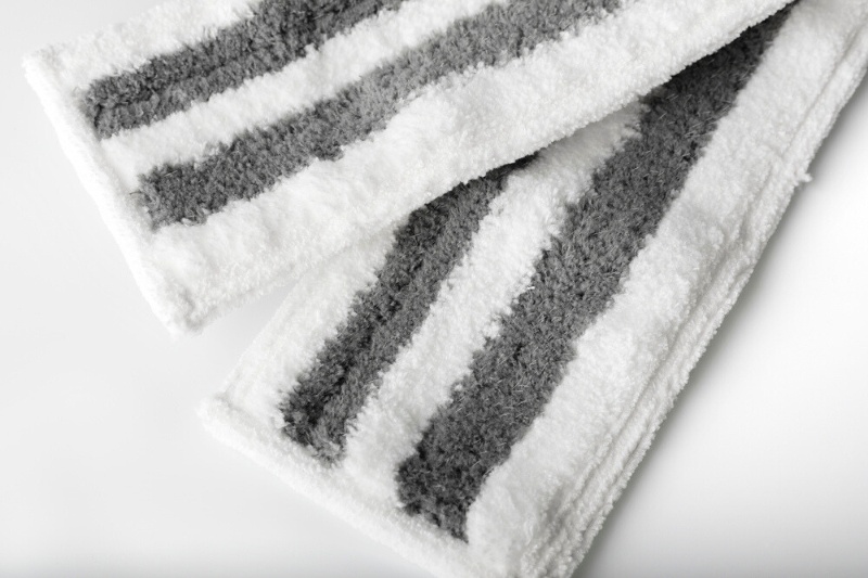 white steam mop pad with grey stripes