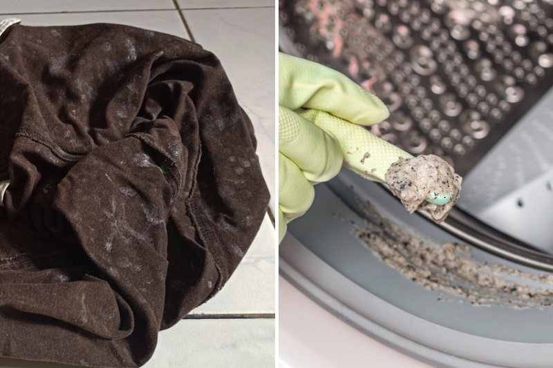 detergent residue on clothes and washing machine