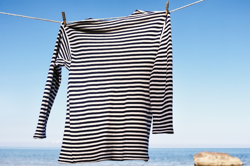 line dry black and white striped clothes