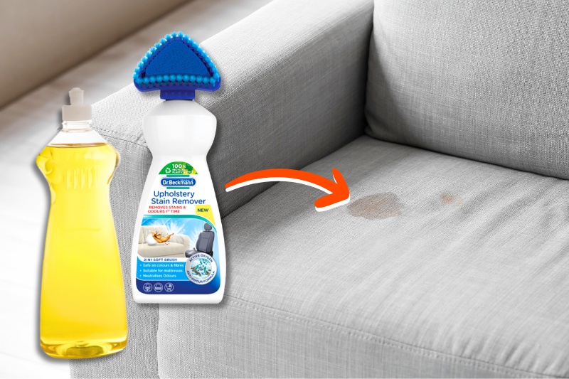 spot clean couch stain with washing up liquid or stain remover