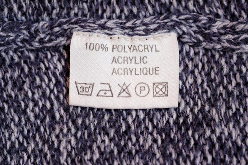Acrylic sweater care label