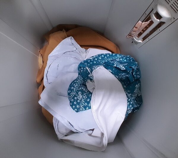 Clothes in top loading washing machine