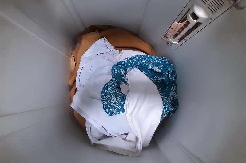 Clothes in top loading washing machine