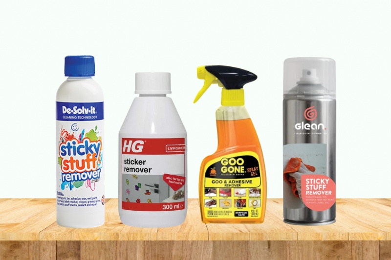 Commercial cleaners for glue stains or sticky stuff
