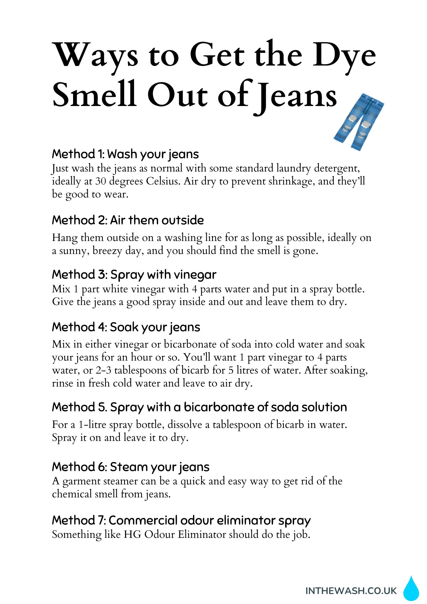 Ways to get the dye smell out of jeans