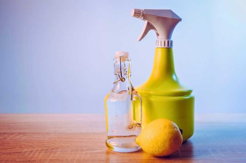 bottle spray, vinegar and lemon for DIY All-Purpose Cleaner