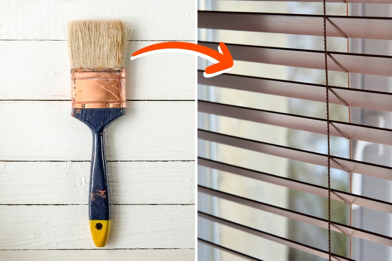 clean dirty blinds with paintbrush