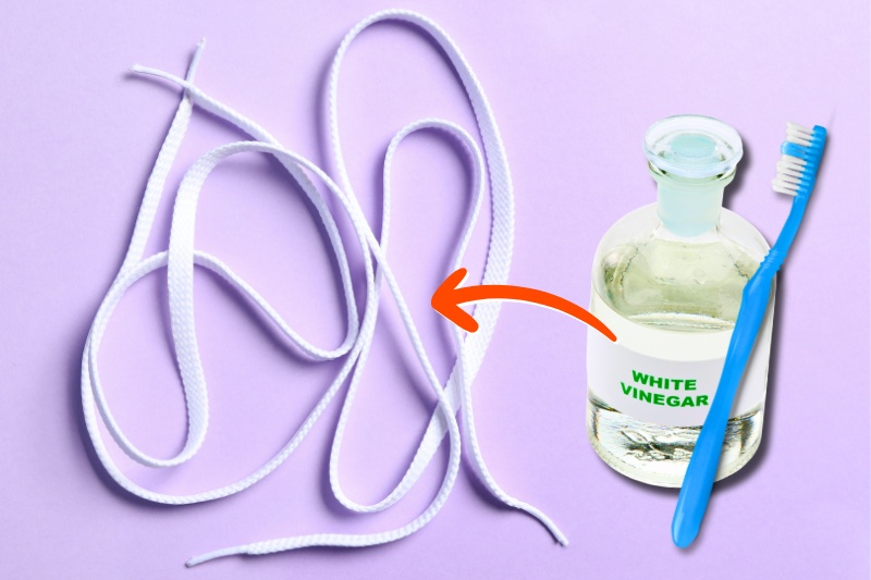 clean shoelaces with white vinegar