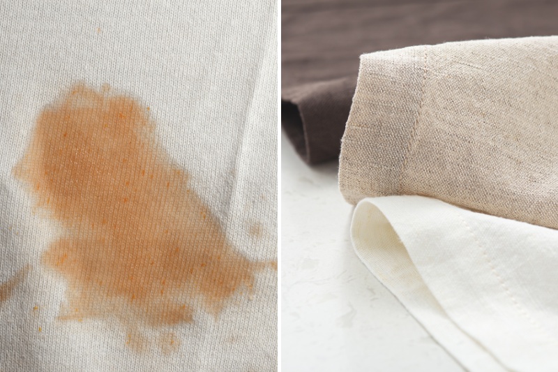 clothes stain and tablecloth