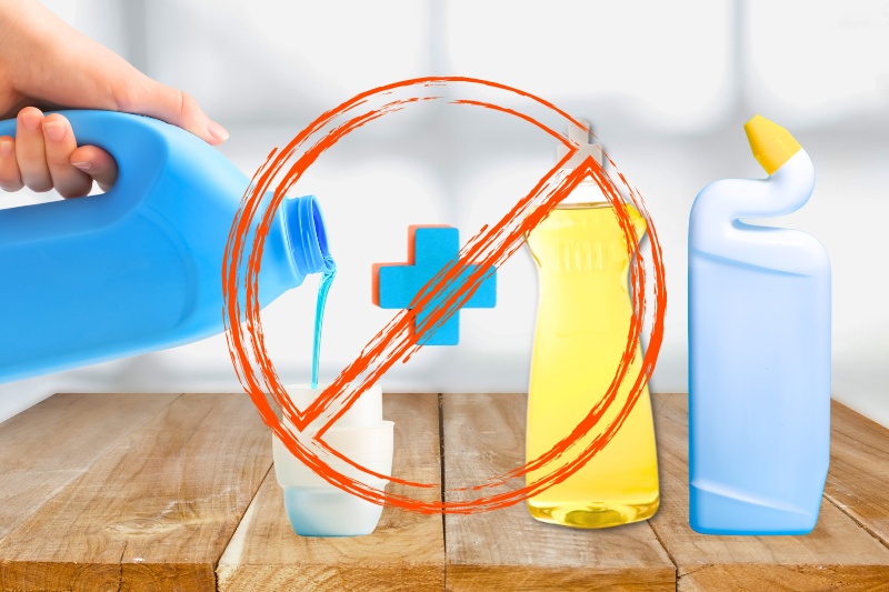 do not mix laundry detergent with toilet cleaner and washing up liquid