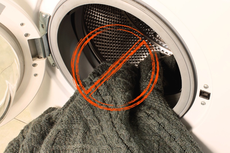 do not use dryer or heat for wool sweater