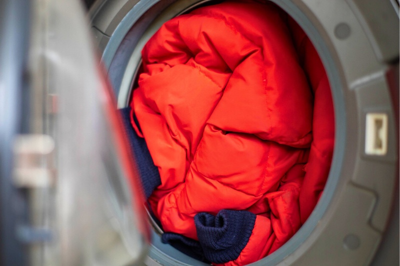 jacket in the washing machine drum
