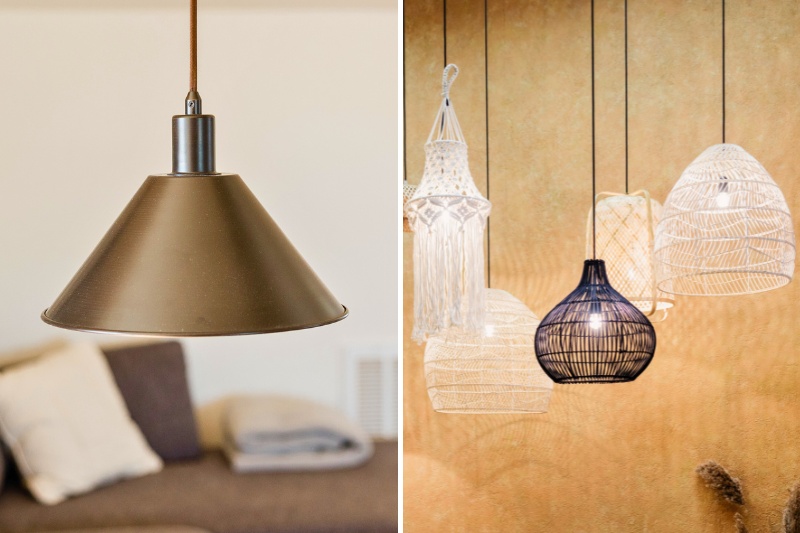 metal and wicker lampshades