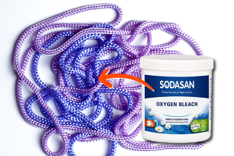 oxygen bleach for colorful and synthetic shoelaces