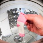 pink sock in the washing machine