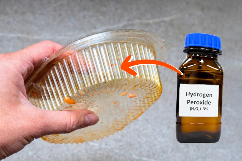 remove stains from plastic with hydrogen peroxide