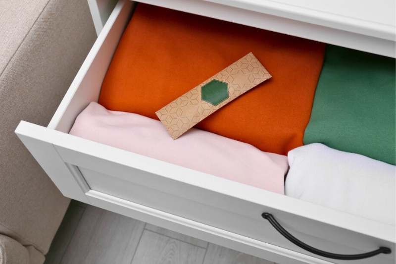 scented sachet and folder clothes in the drawer