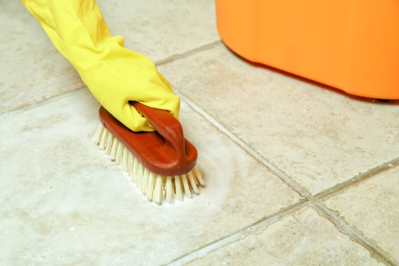 scrubbing floor