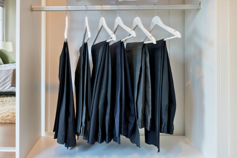 suit trousers in hanger