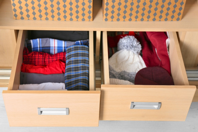 two open clothes drawer