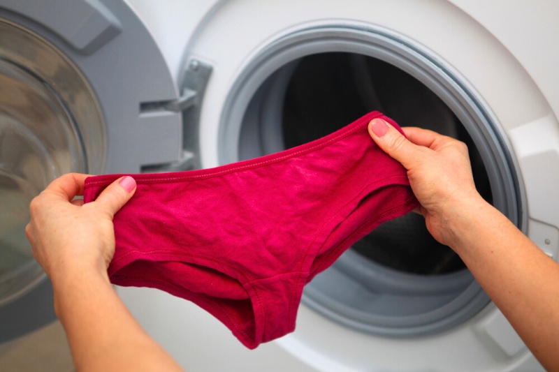 underwear in washing machine