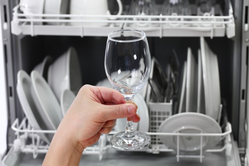 wine glass from dishwasher